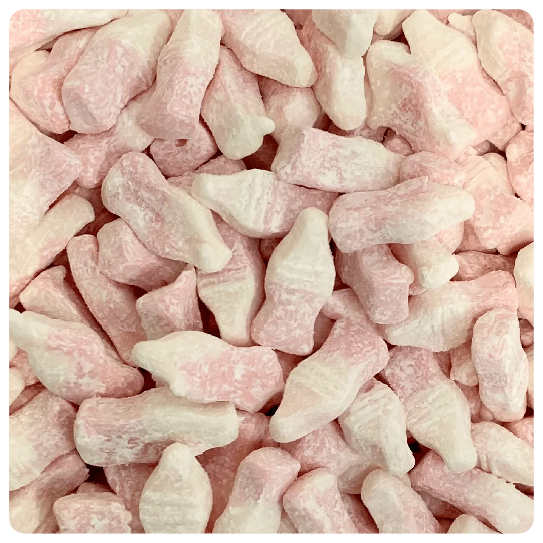 Pink and white milk bottle sweets